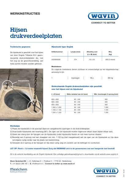 Werkinstructie 'Hijsen drukverdeelplaten'