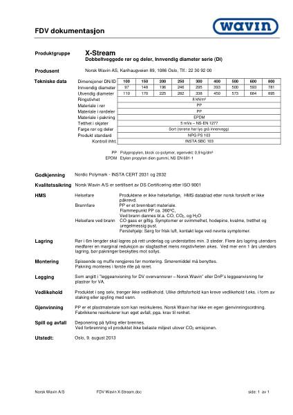 FDV Wavin X-stream Ø100-800