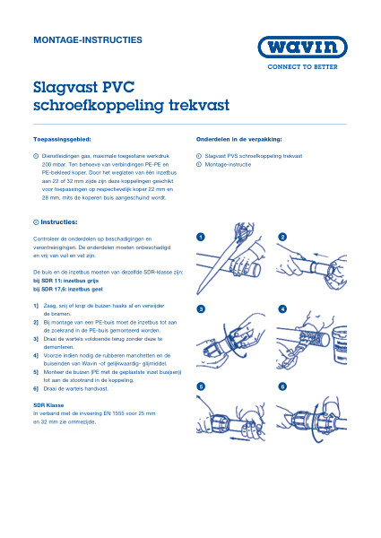 Montage-instructie slagvast PVC schroefkoppeling trekvast