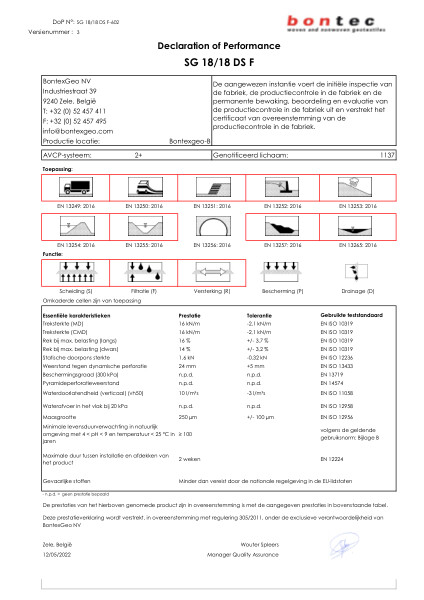 DOP NL - Geotextiel Type W SG 18/18 DS F