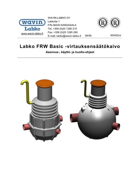 Asennus-, käyttö- ja huolto-ohje - Labko FRW Basic virtauksensäätökaivo