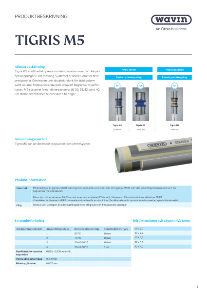 Produktblad - Tigris M5_F_NR-58168_sv