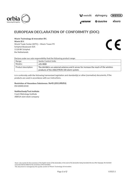 EU Declaration of conformity Sentio 4063809 - AN 868