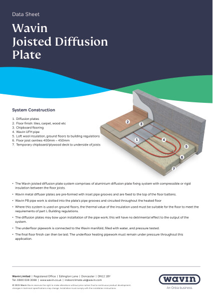 Wavin Comfia Joisted Diffusion Plate Data Sheet