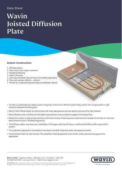 Wavin Comfia Joisted Diffusion Plate Data Sheet