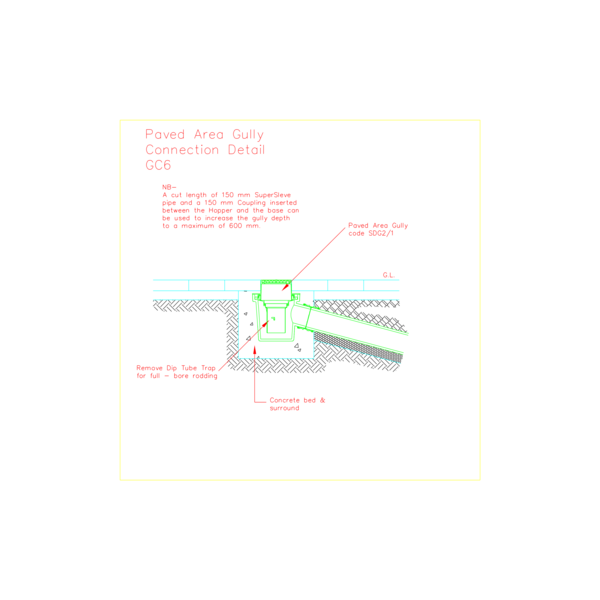 CAD - GC6 Gully connections Paved area gully