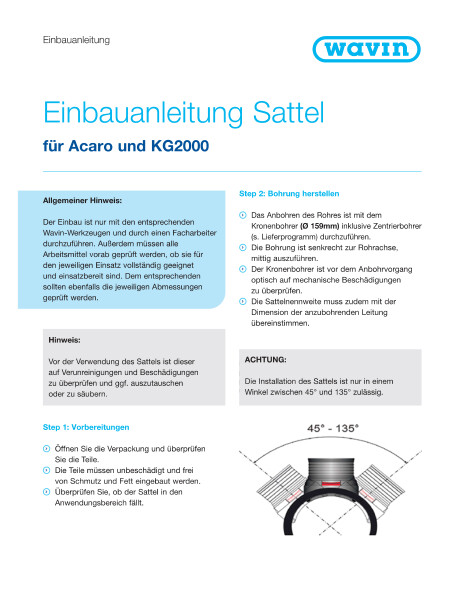 Einbauanleitung Sattel Acaro / Green Connect 2000