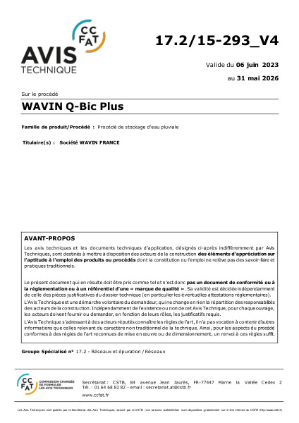 Avis technique - Wavin Q-Bic Plus