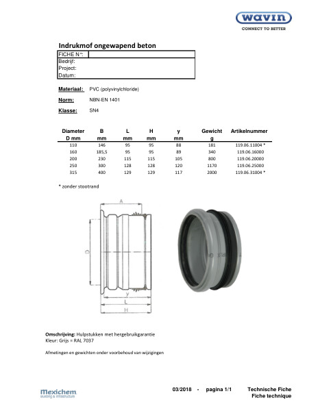 PVC Indrukmof /  manchon à emboîter