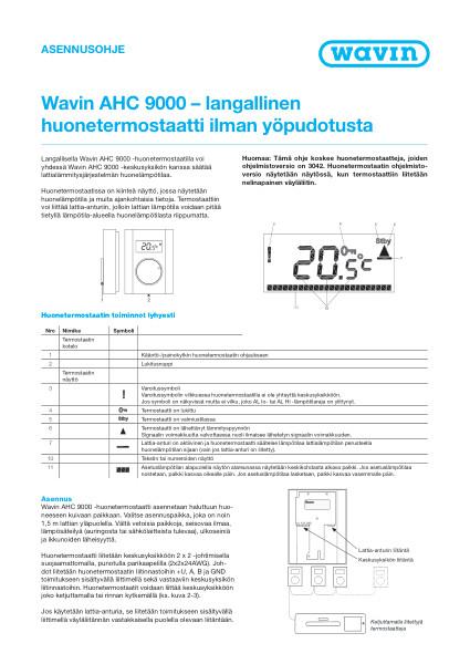 Asennus- ja käyttöohje -  AHC 9000 Huonetermostaatti