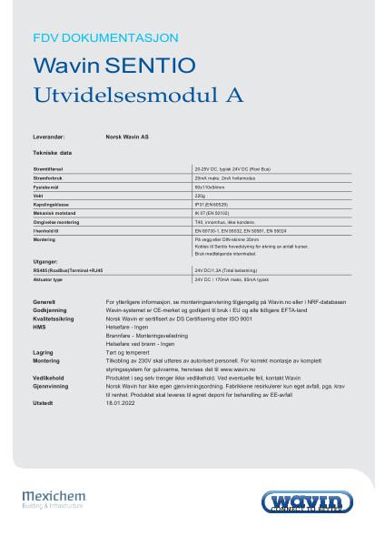 FDV Sentio utvidelsesmodul