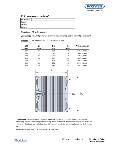 SN8 X-Stream Overschuifmof / Manchon coulissant 