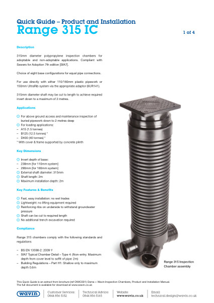 Quick Guide - Product and Installation - Range 315 IC