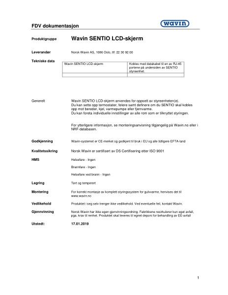 Wavin FDV Sentio LCD-skjerm