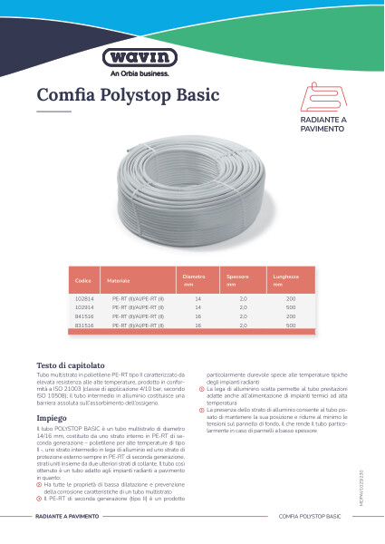 Scheda tecnica Comfia Polystop Basic