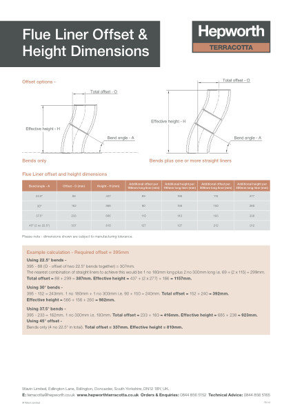 Data Sheet - Flue Liner Offset & Height Dimensions