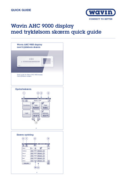 Betjeningsvejledning - Wavin AHC 9000 display med trykfølsom skærm