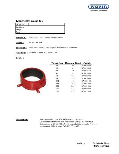 Fiche technique Manchettes coupe-feu
