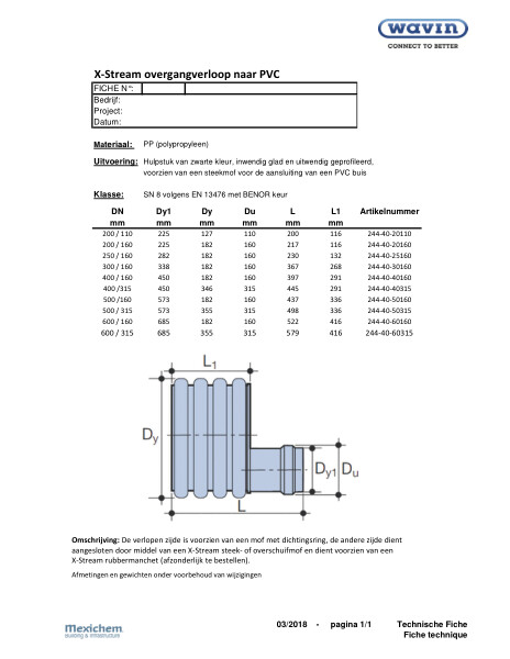 SN8 X-Stream Overgangverloop / Réduction vers PVC 