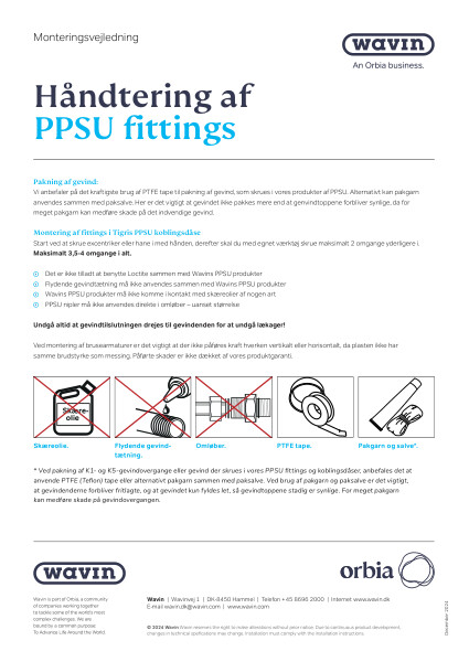 Tigris PPSU fittings K1 og K5 - vejledning