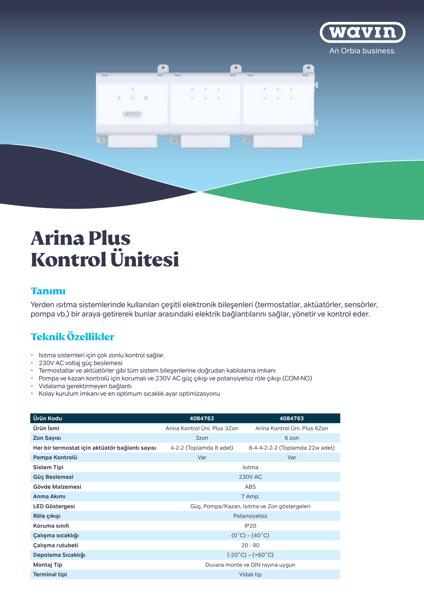 Arina Kontrol Arina Kontrol Ünitesi DatasheetÜnitesi_TR_23 Nisan 1