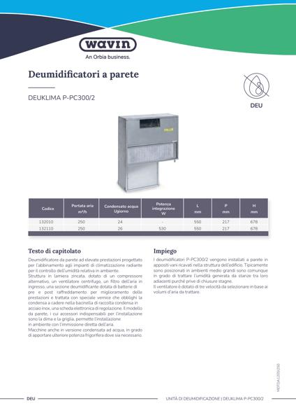 Scheda tecnica Deuklima P-PC300/2