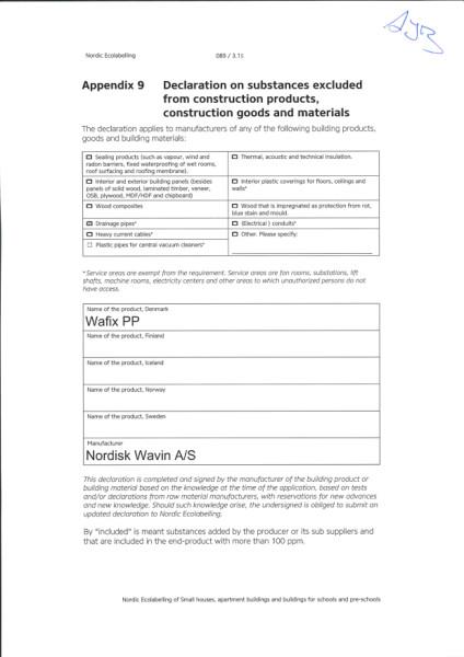 Nordic Ecolabelling – Wafix PP