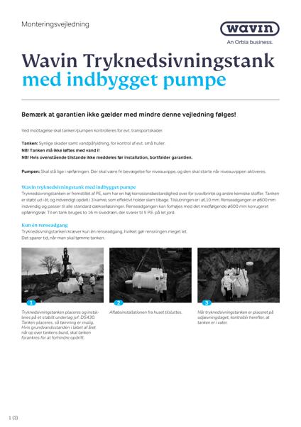 Monteringsvejledning - Tryknedsivningstank med indbygget pumpe