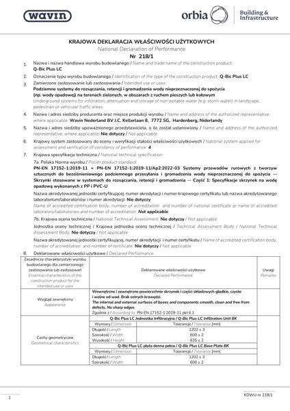 KDWU 218/1 Skrzynki Wavin Q-Bic Plus LC