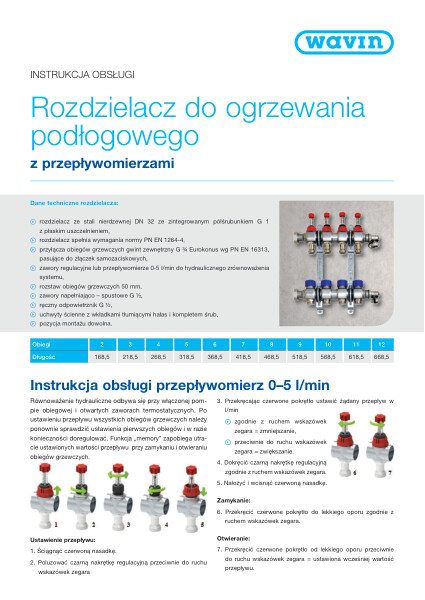 Instrukcja obsługi Sentio Rozdzielacz podłogowy