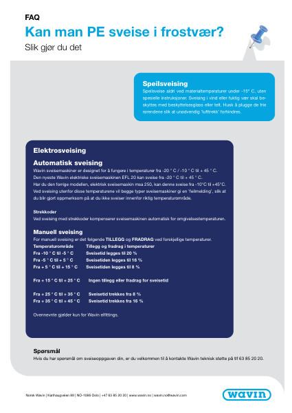 FAQ - Kan man PE sveise i frostvær?