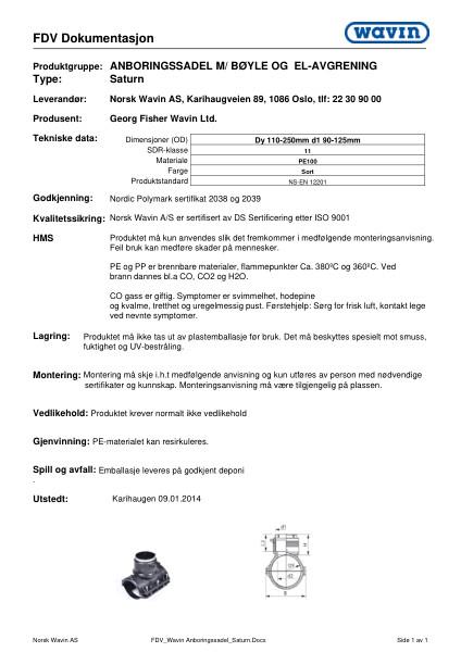 FDV Wavin Anboringssadel Saturn