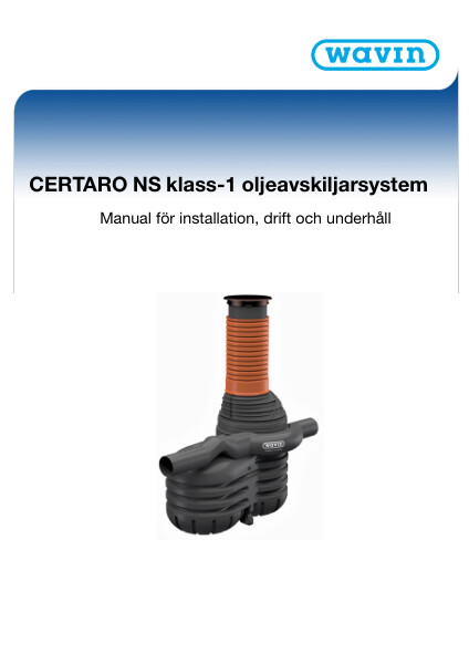 Sand- och oljeavskiljaresystem CERTARO klass 1 manual