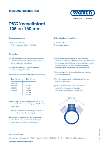 Montage-instructie PVC knevelinlaat 125 en 160 mm