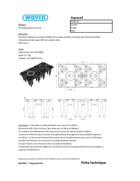 Fiche technique Aquacell