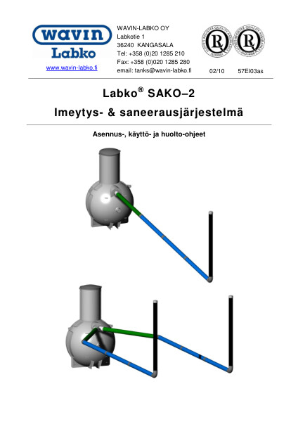 Asennus-, käyttö- ja huolto-ohje - SAKO-2 Imeytys- ja saneerausjärjestelmä