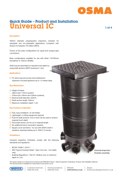 Quick Guide - Product and Installation - Universal IC