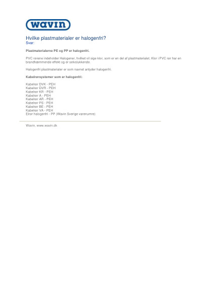 FAQ - Hvilke plastmaterialer er halogenfri?