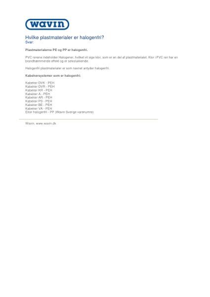 FAQ - Hvilke plastmaterialer er halogenfri?