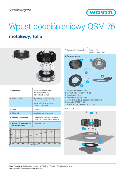 Karta katalogowa- Wpust podciśnieniowy QSM75 metalowy, folia