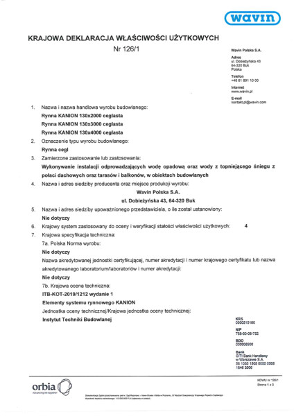 Archiwum_KDWU 126/1 Rynna KANION 130 ceglasty
