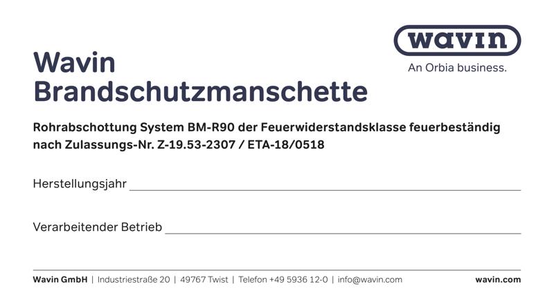 Wavin Brandschutzmanschette Rohrabschottung System BM-R90