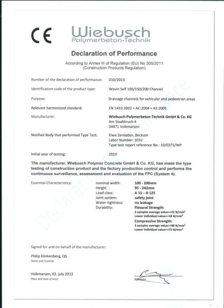 DOP EN - 010/2013 - Wavin Self 100/150/200 Channel