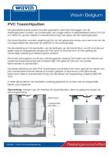 Plaatsingsvoorschrift PVC toezichtputten