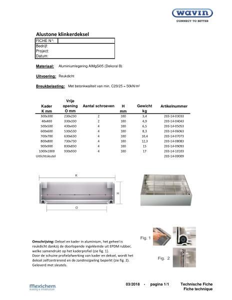 Alustone klinkerdeksel / Couvercle à paver A=15kN