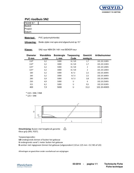 SN2 PVC buis / tuyau BENOR