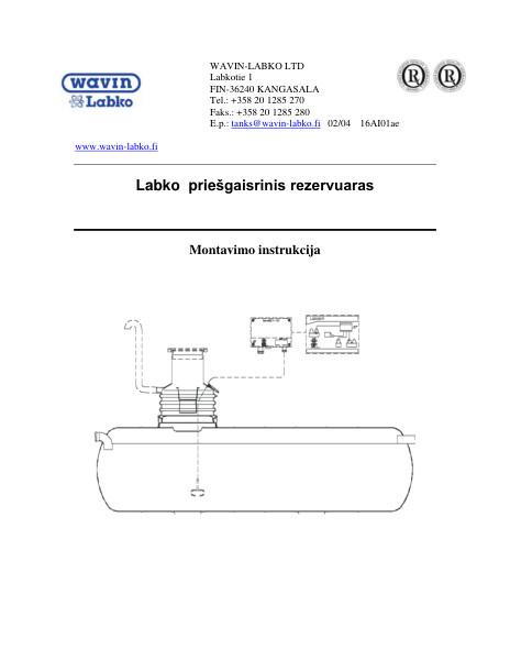Motavimo instrukcija -Labko priešgaisrinis rezervuaras