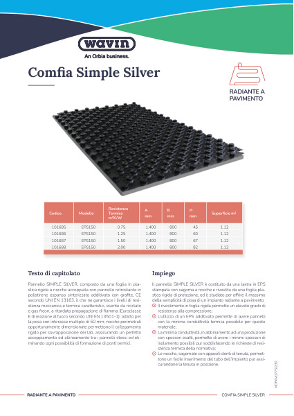 Scheda tecnica Comfia Simple Silver