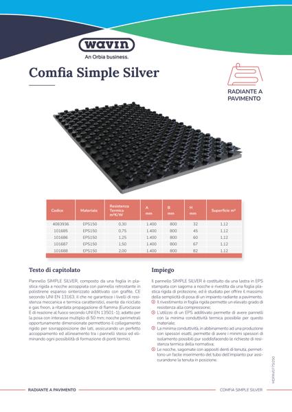 Scheda tecnica Comfia Simple Silver