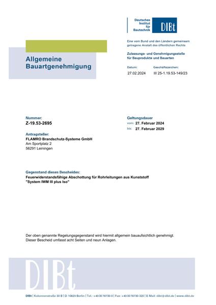 DIBt Zulassung BB-R90 für Wavin Tigris